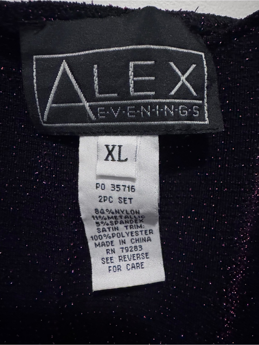 Alex Evenings Black Sparkle Scoop Neck Tank - Picture 4 of 4